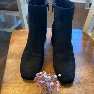 Old Navy Black Ankle Booties Sleek Suede Finish